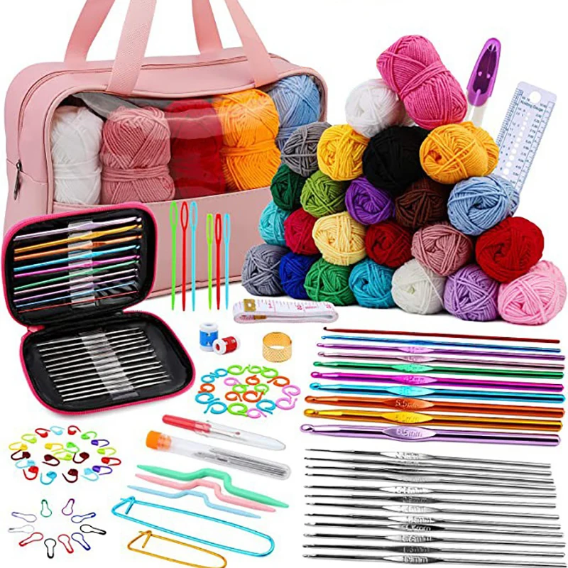 

127 piece crochet hook set DIY hand woven needle and thread including yarn, beginner crochet hook complete set of tools