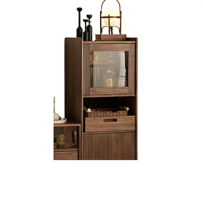 

LTT walnut TV cabinet retro style sofa stand cabinet storage living room solid wood dining side cabinet