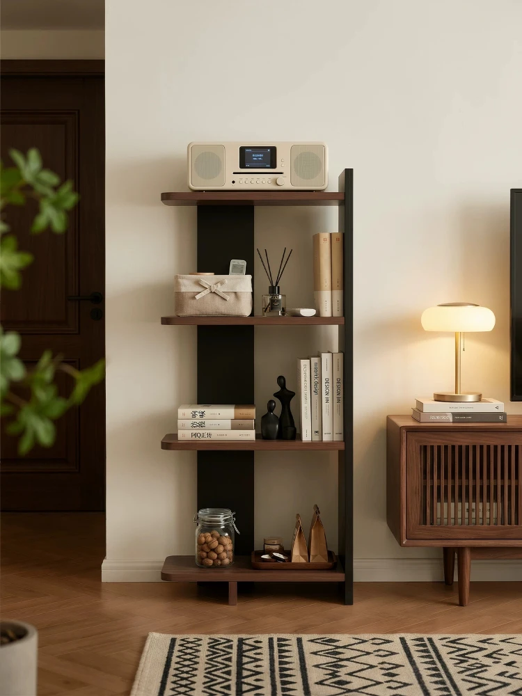 YAO Medieval style floor-to-ceiling bookshelf storage rack modern simple study corner finishing rack solid wood multi-layer shel