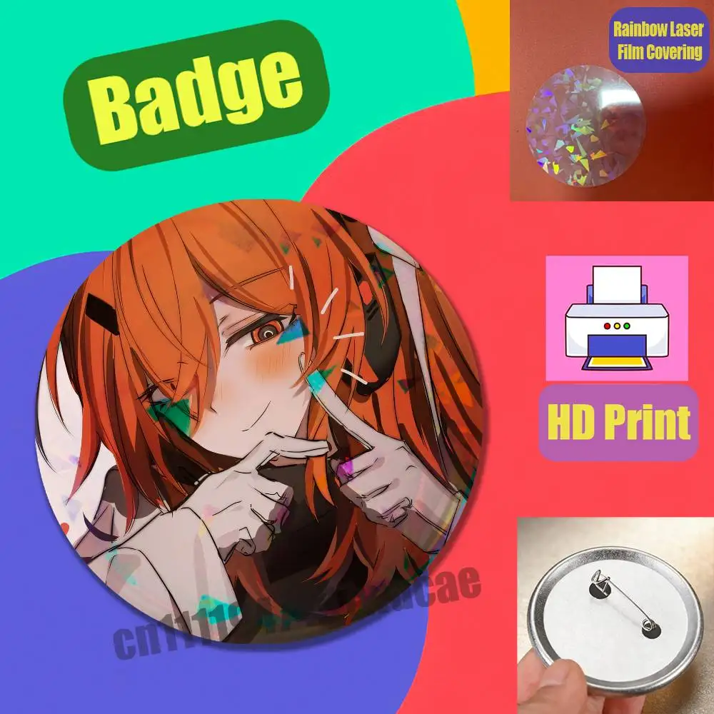 Custom Pin Insignia Emblem Round Button 58mm 44mm Laser Film For Adachi Rei Badge Cover 25mm 32mm 75mm