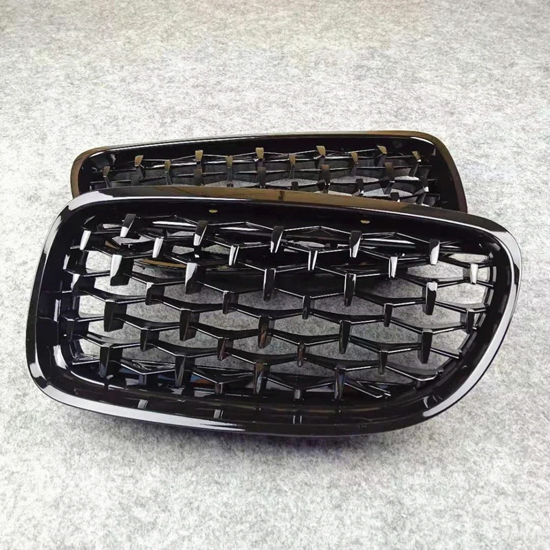 Diamond Style R & L Car Front Bumper Kidney Grill Grille For BMW 3 Series E90 2009-2012 Full Black Mesh Grille