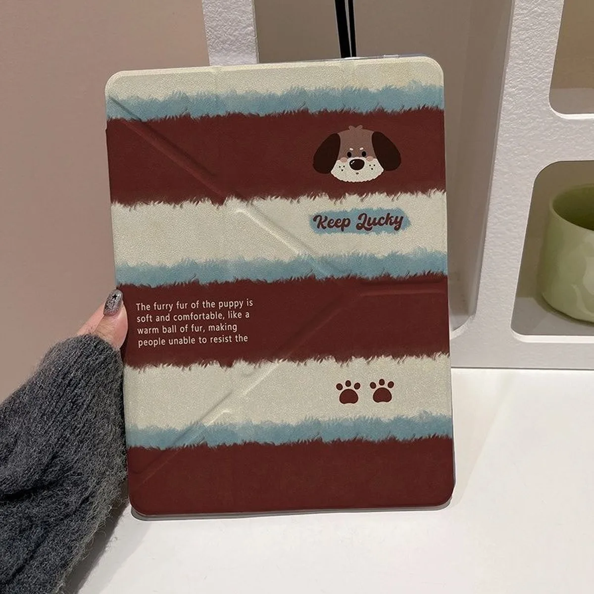 Retro Cute Plush Dog Paw Print For iPad Pro Air 13'' 11'' M5 M4 M3 M2 2 1 11th A16 12.9