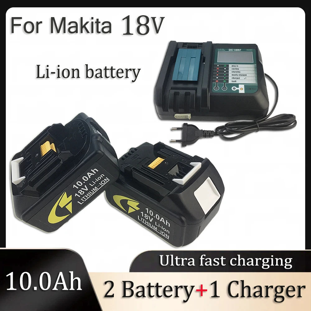 

For Makita 18V 10000mAh Battery BL1830 BL1830B BL1840 BL1850 BL1850B BL1860B BL1815 Replacement Lithium 10.0ah Battery+Charger