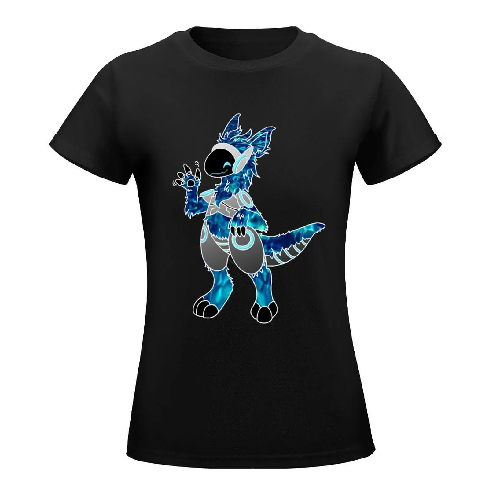 Protogen Fursuit Waving tie dye Blue Fursona Furry T-Shirt cute tops tops tees workout shirts for Women