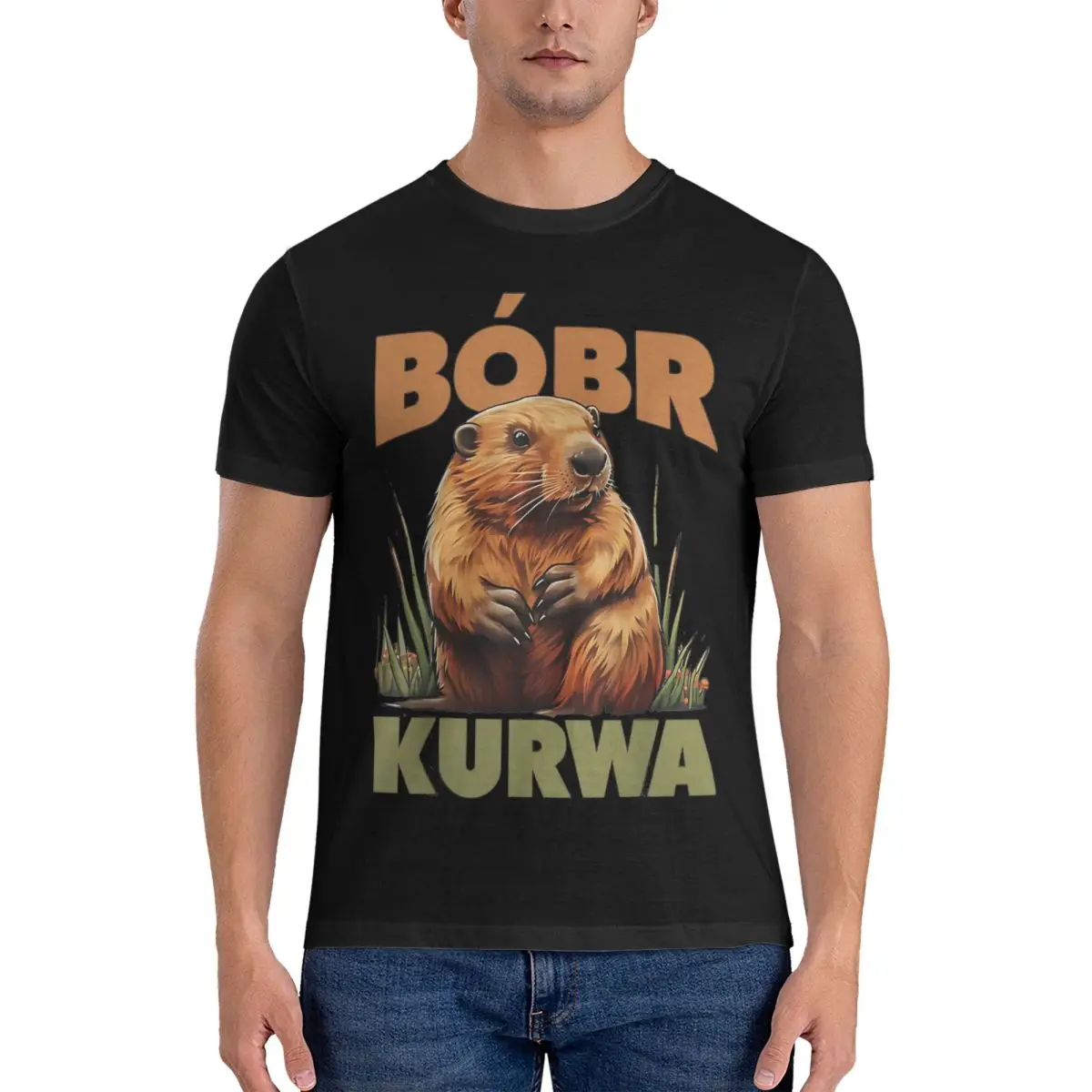 Bobr Kurwa Bober Beaver Bobr T-Shirt for Men Women Vintage Pure Cotton Tee Shirt Short Sleeve T Shirts Printed Clothing