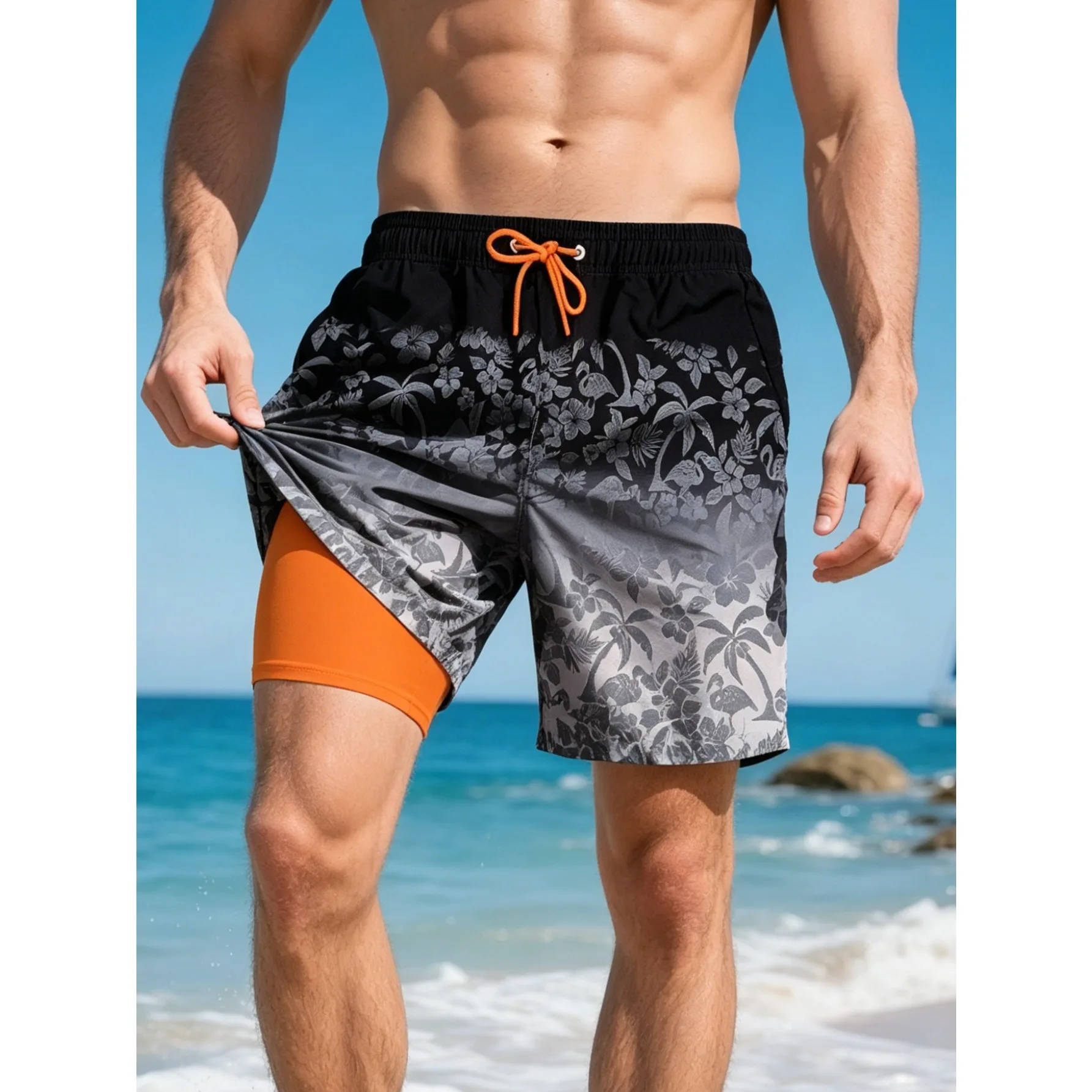 Straight-leg Beach Shorts 5-inch Breathable and Stylish Swim Trunks