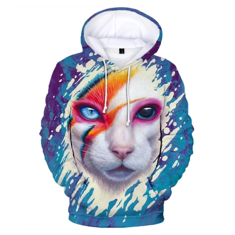 

Art Funny Bowie Cat 3D Hoodie Men Women Streetwear Fashion Autumn Winter Warm Sweatshirts Tops anime hoodie men clothing