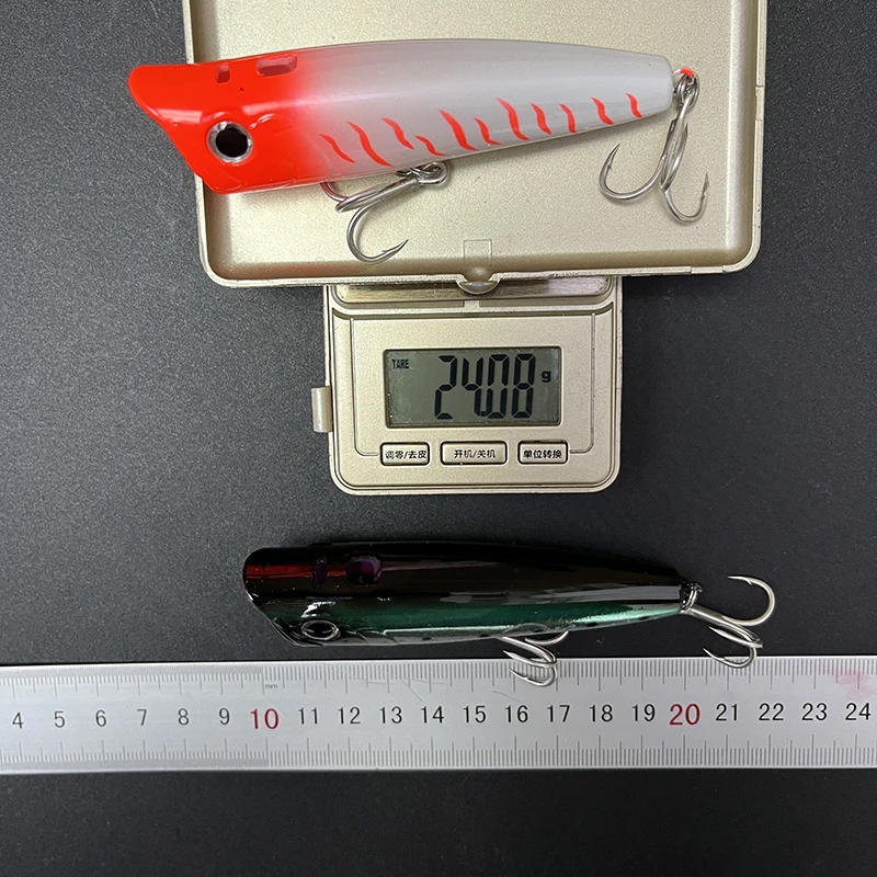 24g 95mm Topwater Popper Fishing Lure Twitch Wobblers with Water Spray Floating Artificial Hard Bait Saltwater Bass accessories