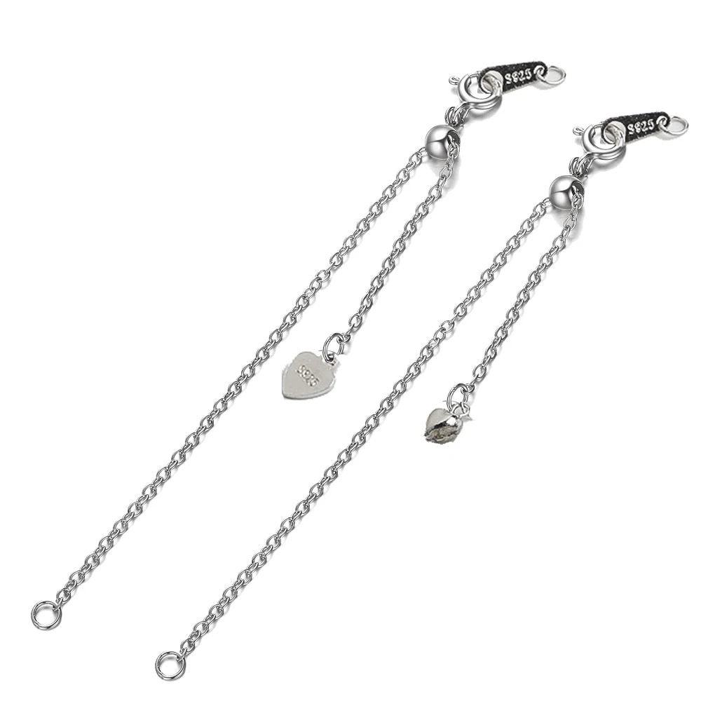 1pc 925 Sterling Silver Necklace Extender Chain 5cm Bracelet Anklet Single Bead Extension Adjustable For DIY Jewelry Making