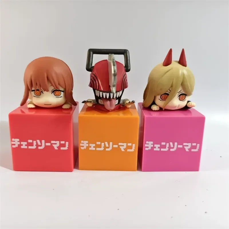 

3pcs/Set Chibi Chainsaw Man Cute Makima Denji Power Hanging Peeking Figures Mini Anime Model Ornament Desktop Car Decor Toy Gift