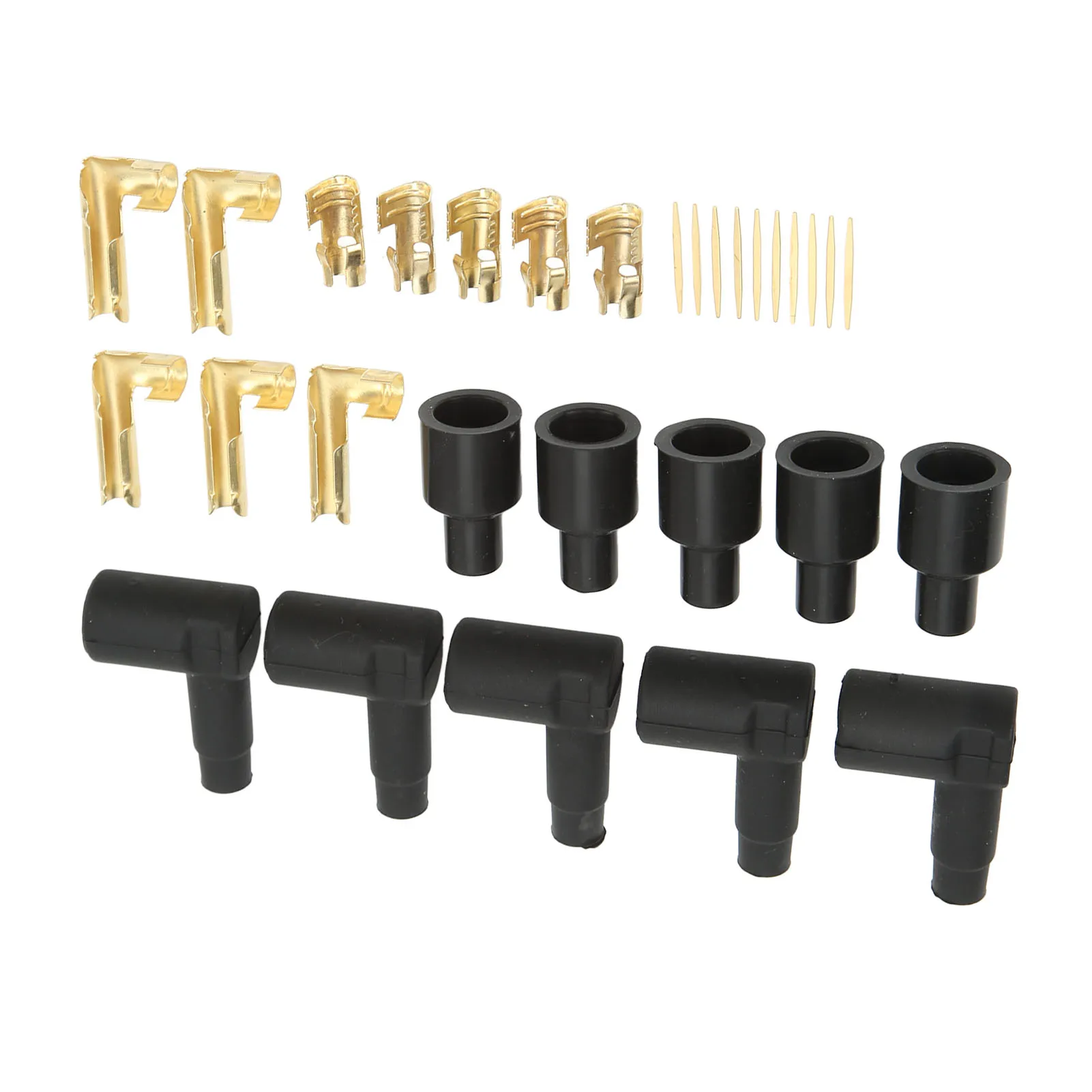 30PCS Spark Plug Coil Wire Boot Black Rubber Material Terminal Kit Fit for 6‑10mm Wires