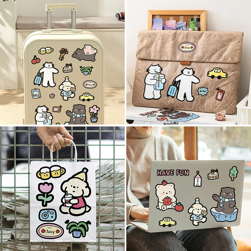 الإبداعية الكرتون ملصقات الزخرفية DIY المواد Ins الرياح حساب اليد لطيف الدب الحيوانات الأليفة الأطفال ملصقات حساب اليد #2