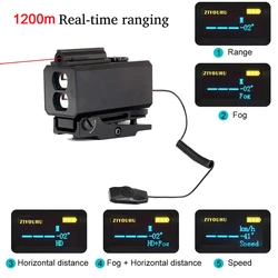 Caza Mini Laser Rangefinder Rifle Scope With Red Dot 1200M Multifunction Tactical Hunting Laser Range Finder Mount For Gun Sight