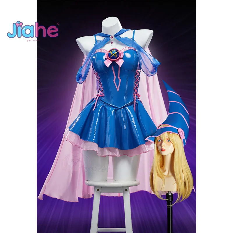 

Black Magician Girl BMG Cosplay Dark Magician Girl DMG Costume Sweet leather top skirt headwear prop set Halloween women uniform