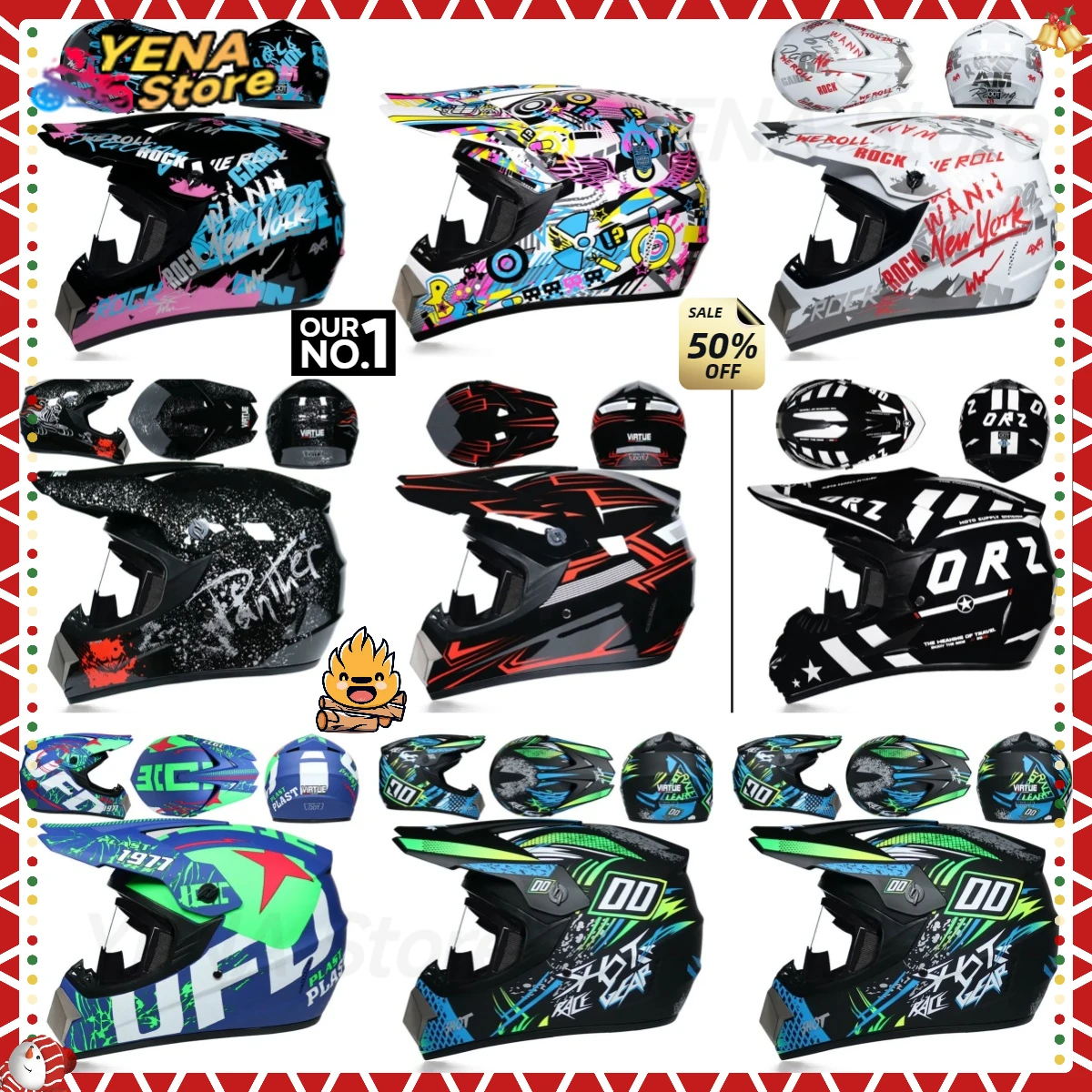 2025-Ultra light bike helmet DH MTB all terrain motorcycle helmet free glasses kids off road helmet capacete de moto