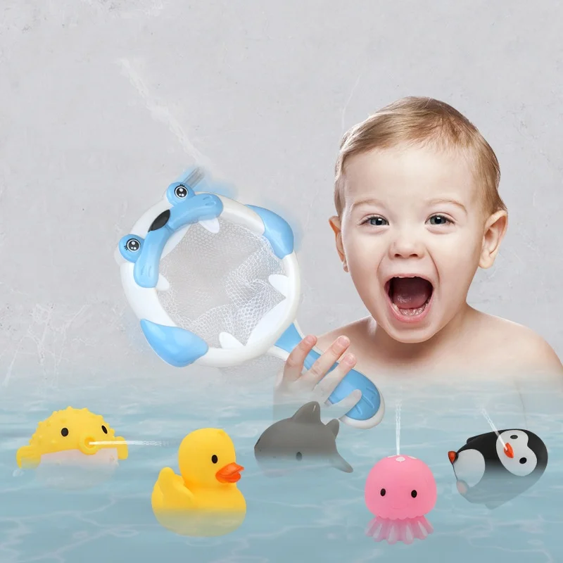 子供のお風呂のおもちゃ屋内屋外スイミングプールビーチインタラクティブキャッチ魚ゲームおもちゃ水浮遊魚のおもちゃ水スプレーお風呂のおもちゃ