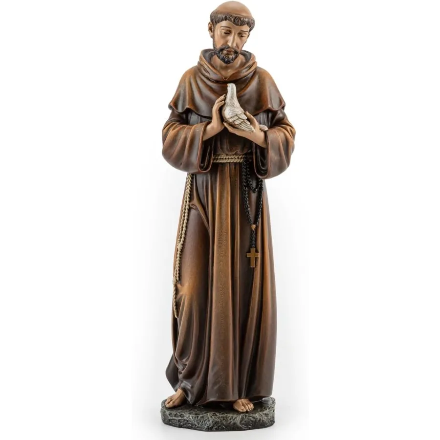 

BC Catholic Saint Francis Statue Inspirtional Garden Figure St Francis Patron Saint of Animals Religious Gift Devout Home décor