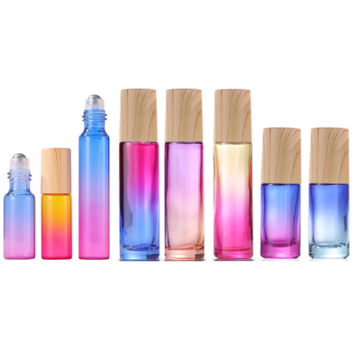 5X 10X Empty Glass Roll on Bottles 5ml / 10ml Essential Perfume Oil Roller Ball Aromatherapy Massage Slim / Thick Refill Bottle