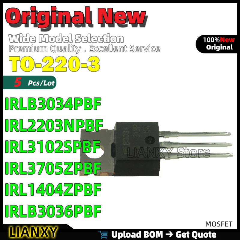 5pcs TO-220-3 IRLB3034PBF IRL2203NPBF IRL3102SPBF IRL3705ZPBF IRL1404ZPBF IRLB3036PBF MOSFET New Original