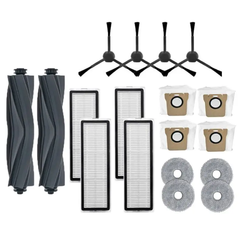 Запасные части ABJT-18PCS для робота-пылесоса Dreame Bot L20 Ultra / X20 Pro: основная и боковые щетки, HEPA-фильтр, салфетка для уборки, мешок для сбора пыли.