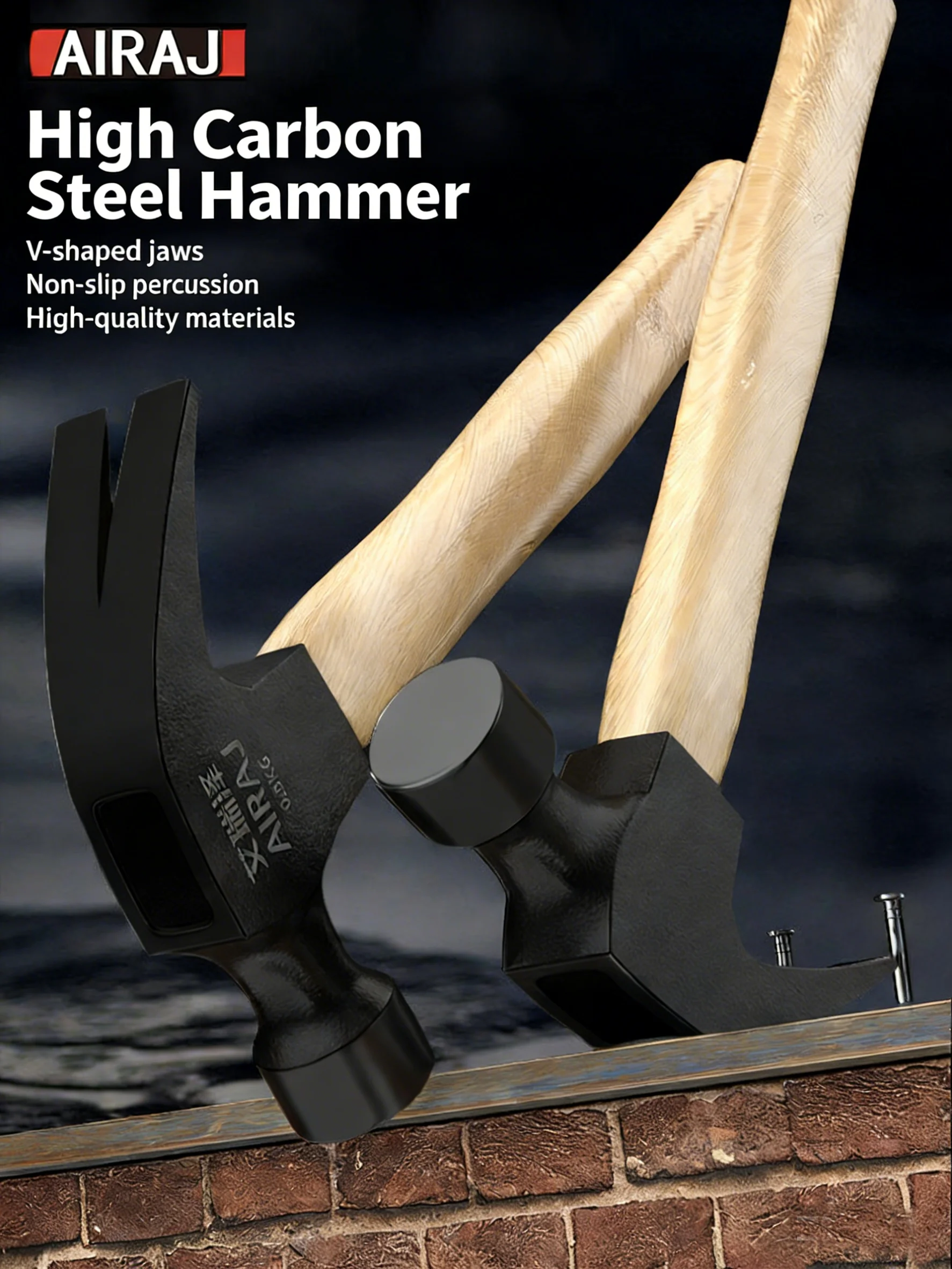 Multi Function Wooden Handle Sheep Horn Hammer Round Head Wooden Handle Manual Hardware Tools Hammer 0.25-0.75kg Claw Hammer
