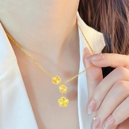 New 18K plum blossom necklace AU750 neck chain womens gold necklace wedding gift jewelry