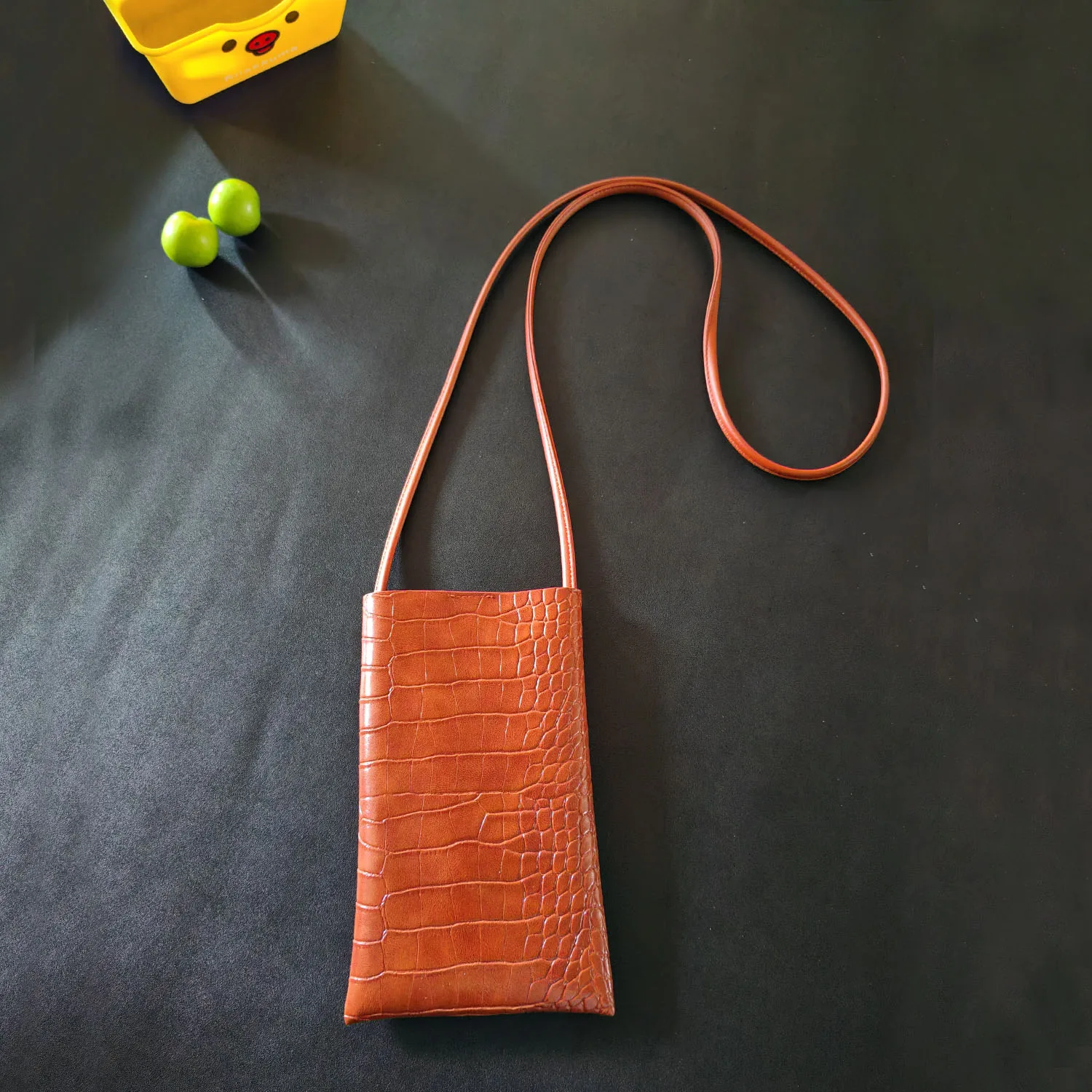 Lightweight Crossbody Phone Pouch for Women Elegant Minimalist Korean Style  Crocodile Patterned Compact Fashionable Bag view 2