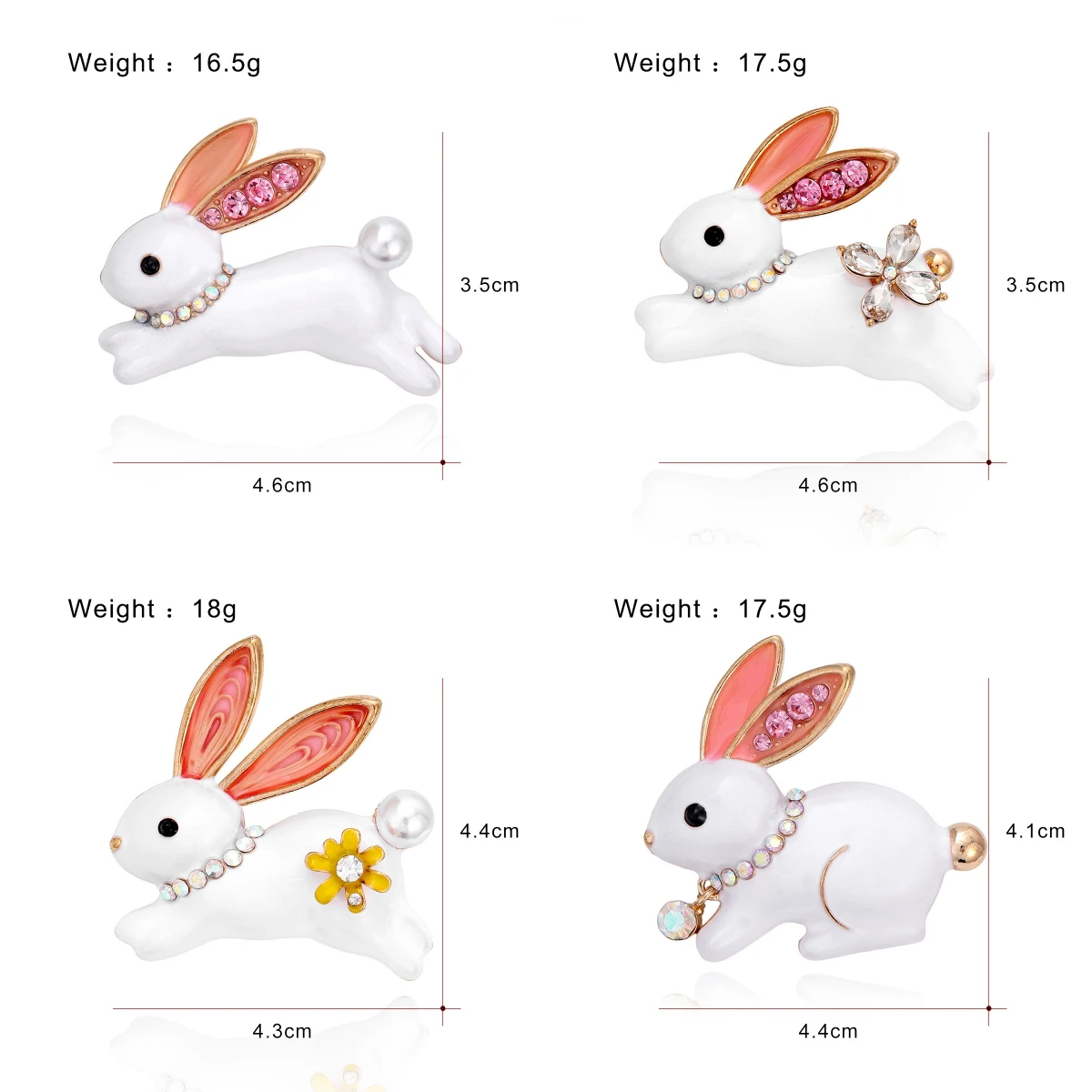 Cross border fashion animal pin accessories, cute and cute rabbit brooch, alloy enamel cartoon rabbit chest flower - view 2