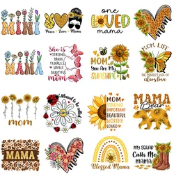 MAMA Sunflower Butterfly Heat Transfer Ready To Press Patches Thermo Stickers Stripes On Clothes T-shirt Ironing Appliques Parch