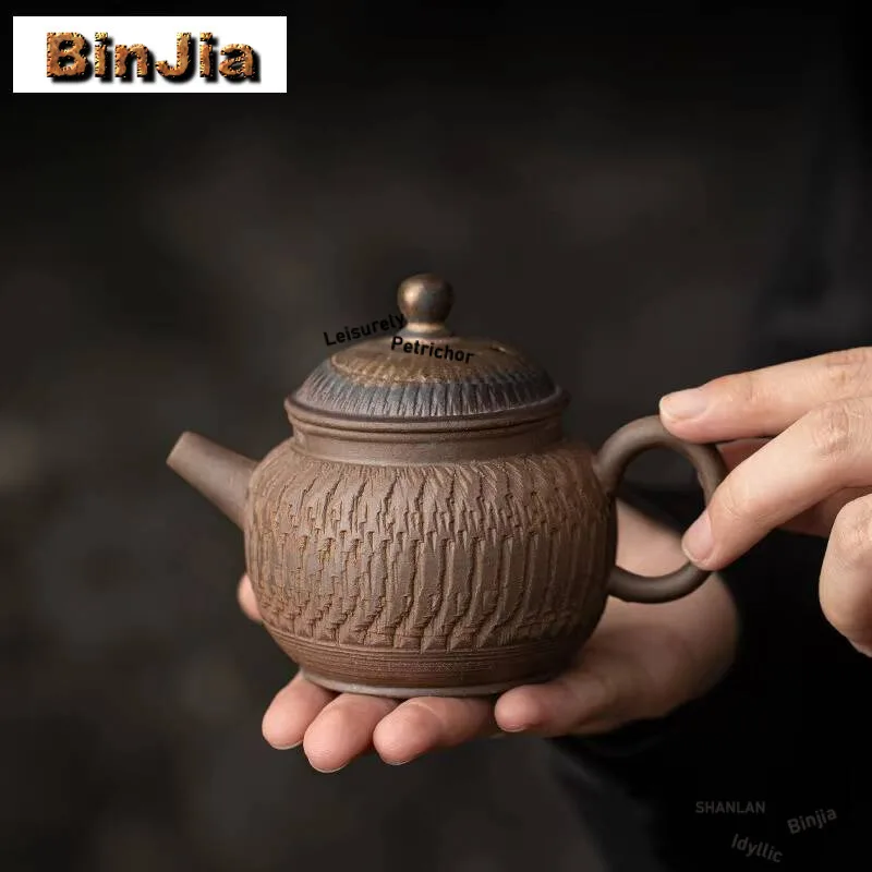 

Чайник с позолоченной железной глазурью в китайском стиле, нож для прыжков ручной работы с узором, горшок для чая, чайник для замачивания, набор кунг-фу, украшения