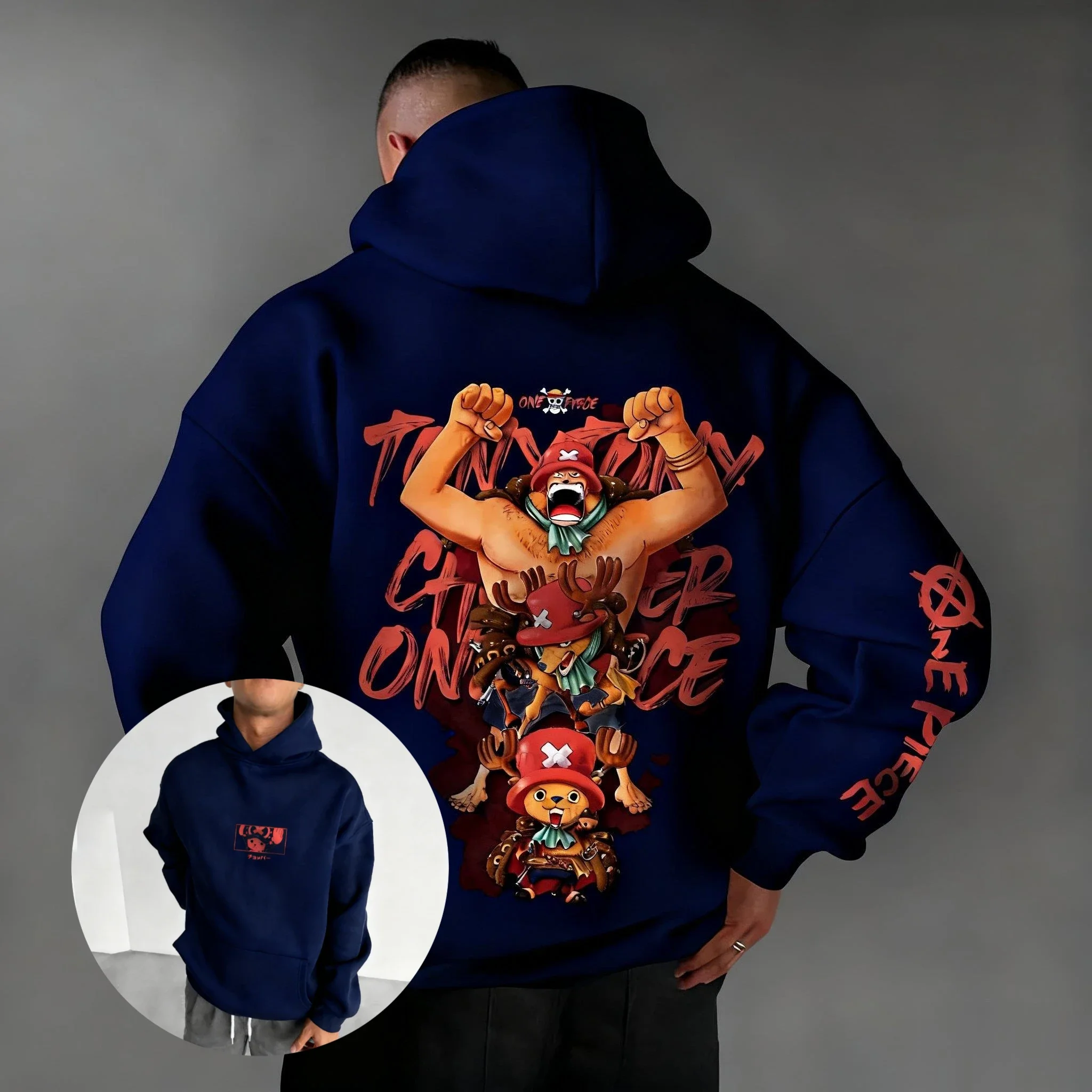 2026 신상 원피스 쵸파 그래픽 풀오버 후드티 남녀 트렌디 스트리트웨어 캐주얼 애니메이션 프린트 코스프레 후드 스웨트셔츠