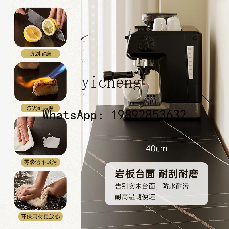 خزانة شاي جانبية لتناول الطعام من البلاط الصخري ABC، خزانة تخزين متكاملة لغرفة المعيشة، خزانة تخزين من الخشب الصلب على الحائط #4