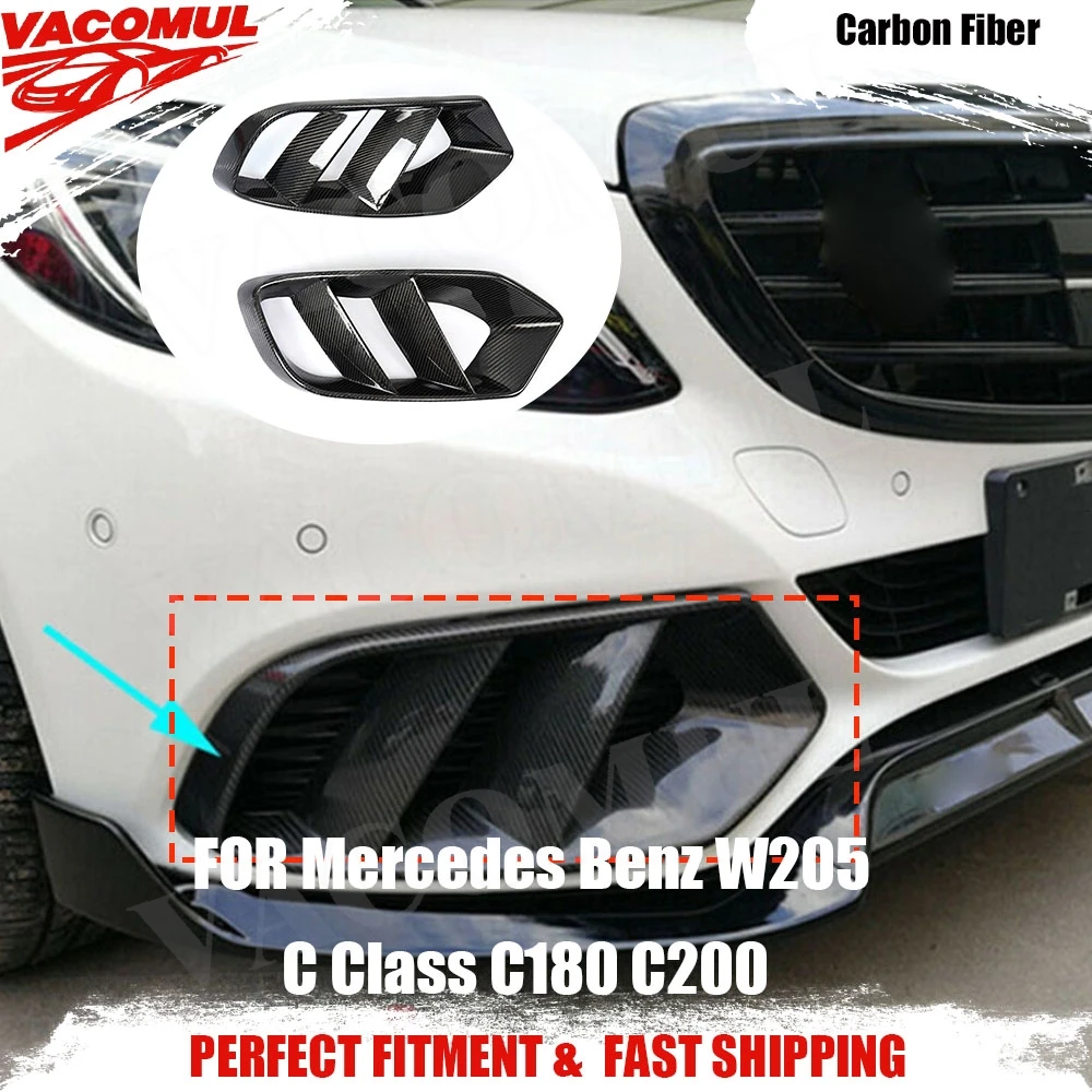 

Передний бампер из углеродного волокна VACOMUL, вентиляционное отверстие, накладка, сетчатая решетка для Mercedes Benz W205 C Class C180 C200 2015-2018 FRP