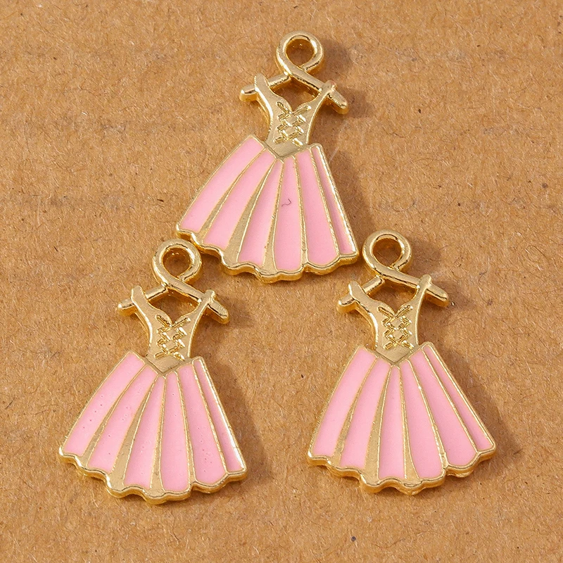 10pcs Pretty Enamel Princess Dress Charms Pendants for Jewelry Making Necklace Earrings Bracelet DIY Accessories Supplies