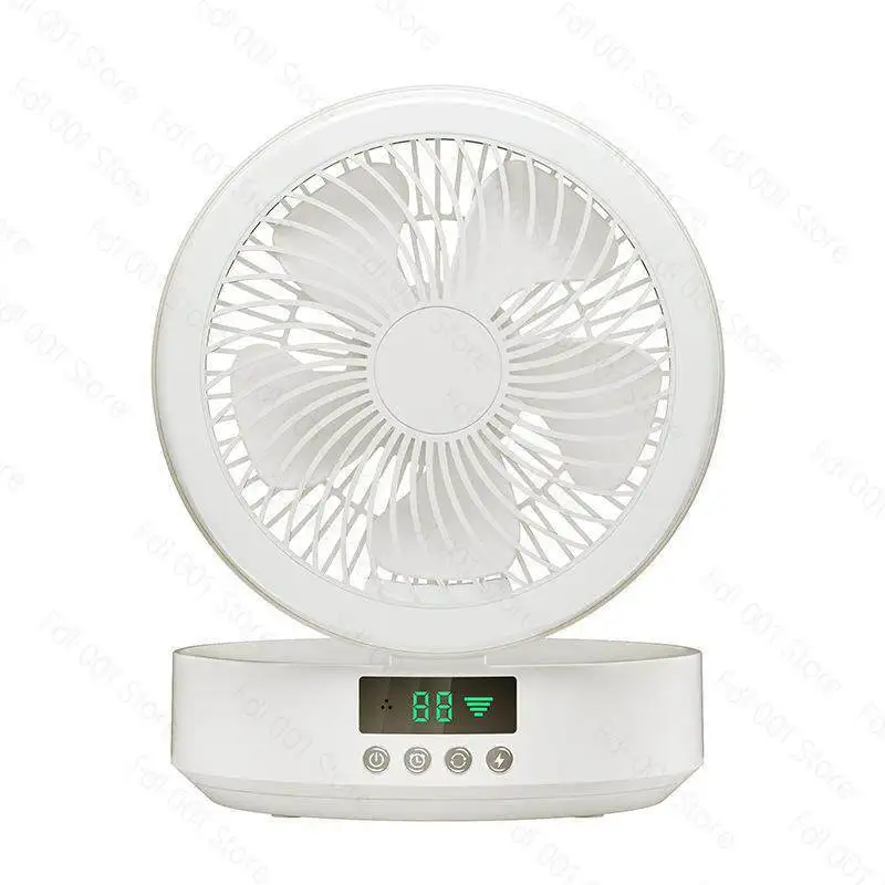 Intelligent voice circulating fan desktop folding fan dormitory special charging portable shaking USB fan