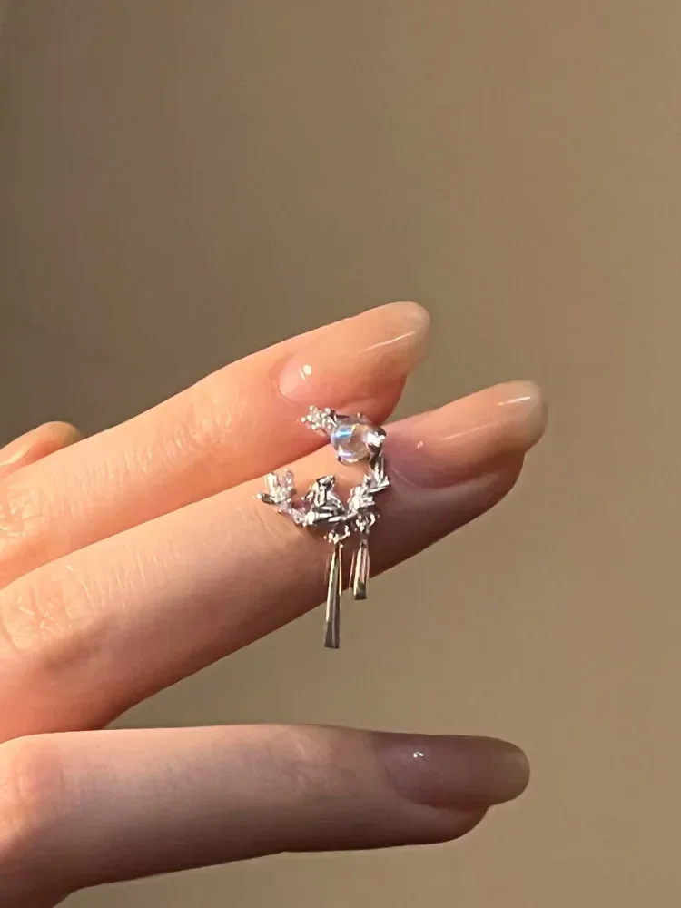 Wholesale Couple Demonic Cultivation  Moonstone Bunny Stud Earrings for Women Asymmetrical Jewelry Valentine's Day Gifts