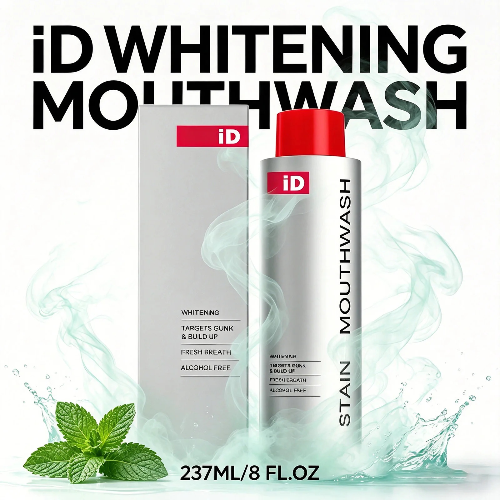 New Stain Whitening Mouthwash – Gentle Fresh Breath Remove Plaque & Stains Enamel Safe No Sensitivity Home Oral Care 237ml