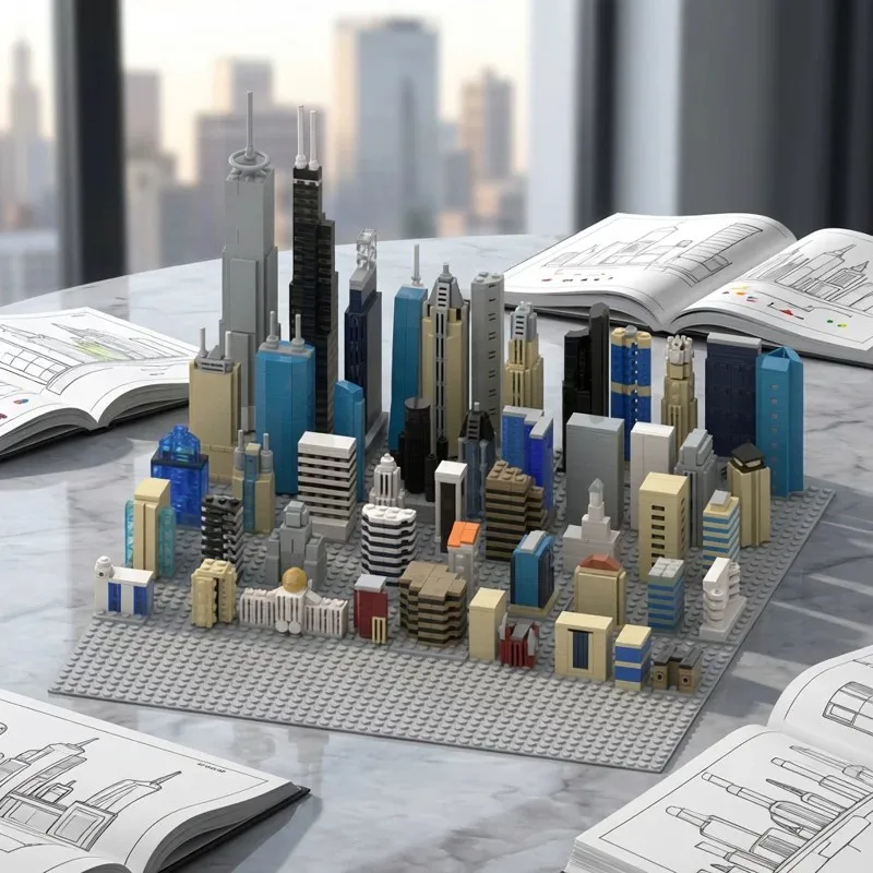 MOC Creative Collection Mini City Architecture Combination Building Block Model Adult Puzzle Assembly Toy Birthday Gift Ornament
