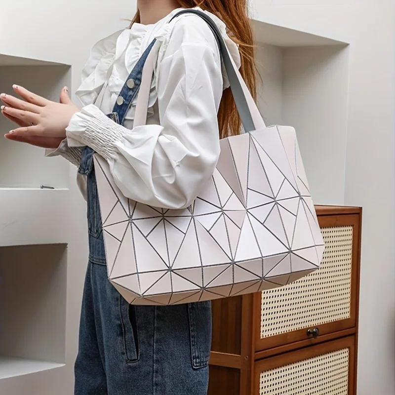Borse da donna alla moda Borse a tracolla geometriche Borsa tote semplice da donna Borsa per la spesa a spalla di grande capacità femminile