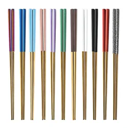 Square chopsticks 304 stainless steel chopsticks Chinese chopstick Portuguese chopsticks multicolor metal steel palillos chinos