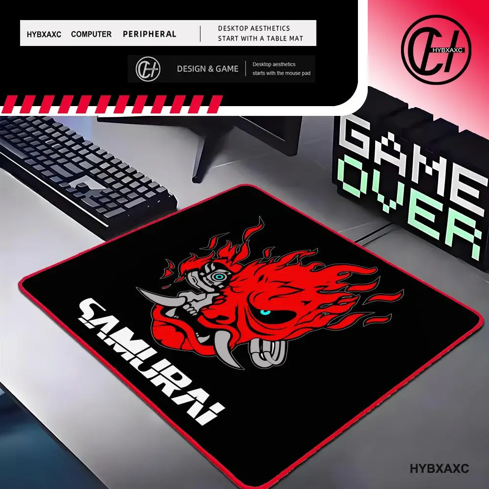 C-Cyberpunk Anime HD Red lock edge Small Mouse pad Label Pad Gaming Compute PC Gamer Keyboard Table Mat Ghost Head Non-slip