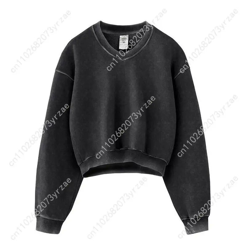 

Retro Hoodies Women Cropped Sweatshirt Extra Long Sleeves Pullover Fashion Comfortable Sweatshirts Breathable Vintage Tops
