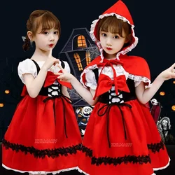 Little Red Riding Hood Cosplay Costume for Kids Dress Girls Fancy Dress Children Party Halloween Carnival Fantasia Party