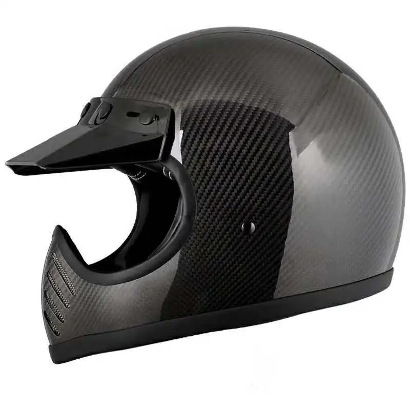 Hotsell High quality Carbon Retro full face motorcycle helmet vintage full face motorcycle DOT Approved