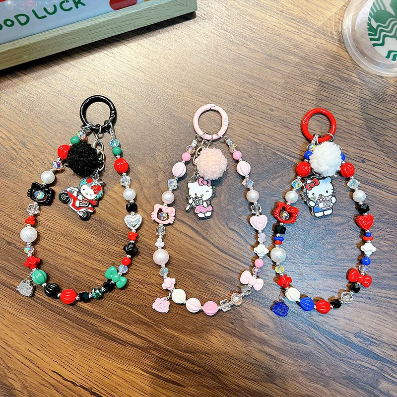 

Japan Sanrio Kawaii Girlish Phone Case Wrist Strap Mobile Phone Universal Outdoor Anti-lost Lanyard Decorate Keychain Accessorie