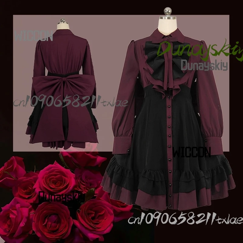 

Jirai Kei Medieval Gothic dark Bow Dress Renaissance Steampunk Lolita dress Cosplay Costume Halloween summer daily cosplay