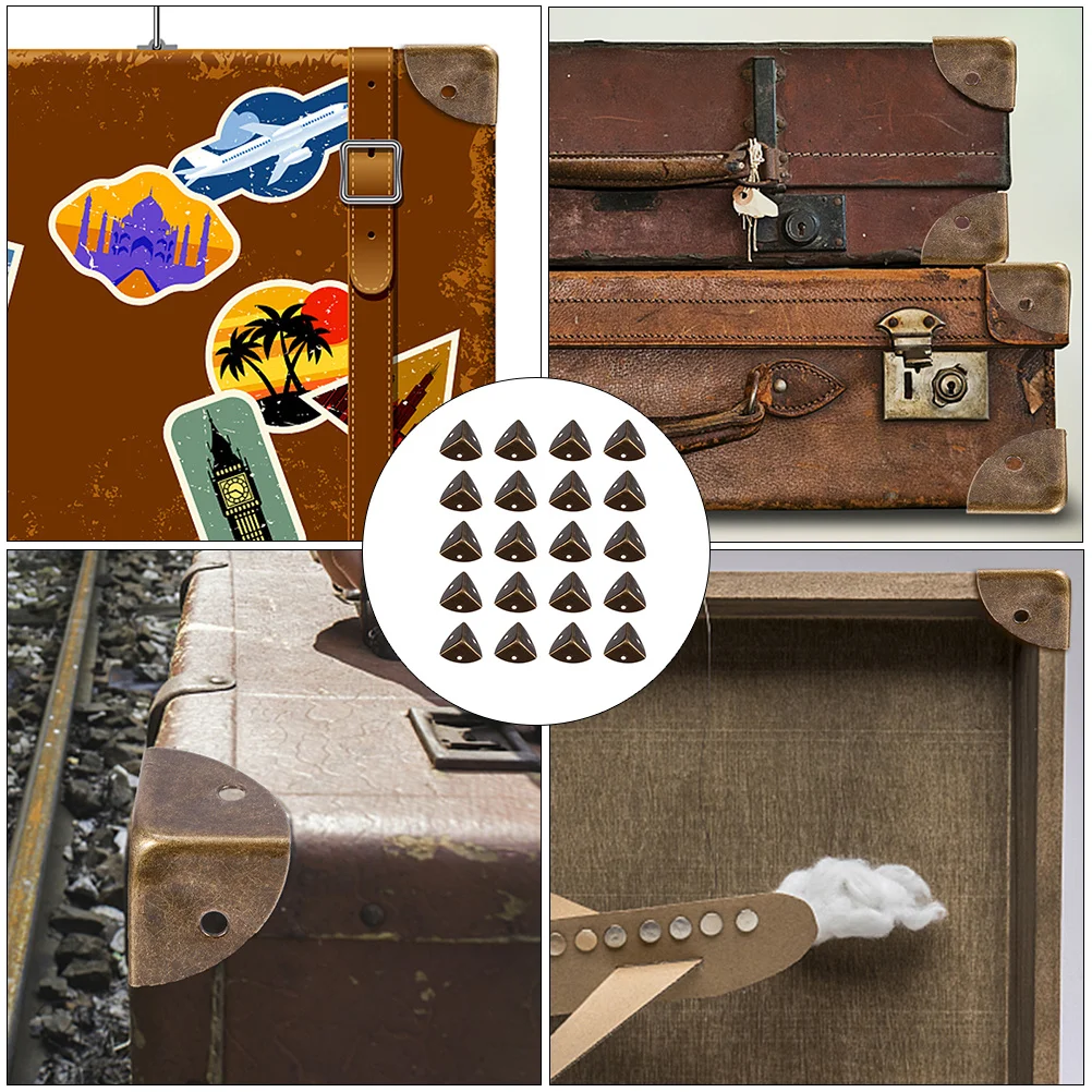 20Pcs Box Corner Protector Retro Style Iron Wrap Corner for Wood Protection and Ornamental Decoration