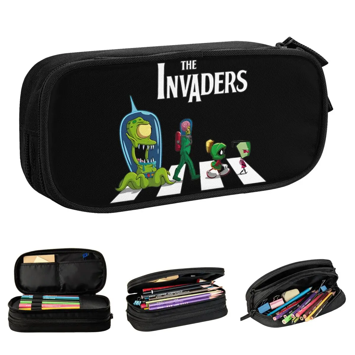 The Invaders Crosswalk Invaders Zims Pencil Case Double Layer Large Capacity School Accessories Pencil Case Stationery