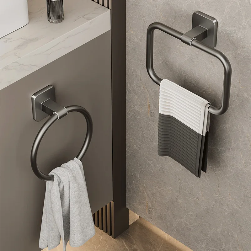 

Bathroom Punch-free Wall-mounted Towel Storage Rack Powerful Self-adhesive Creative Towel Ring Toilet Towel Storage Rack