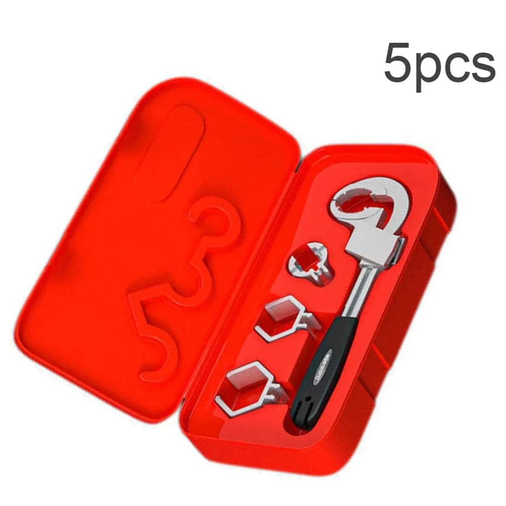 COFA-5Pcs مفتاح ربط الحمام متعدد الوظائف مفتاح ربط قابل للتعديل مفتاح ربط واسع الفتح مع رأس بديل